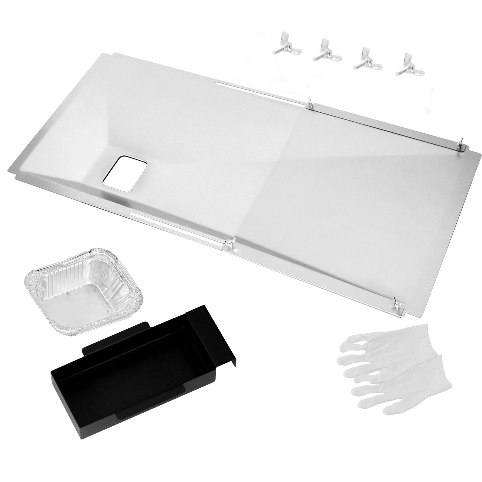Adjustable Grease Tray with Catch Pan for Nexgrill 23.6″ to 31.6″, Silver