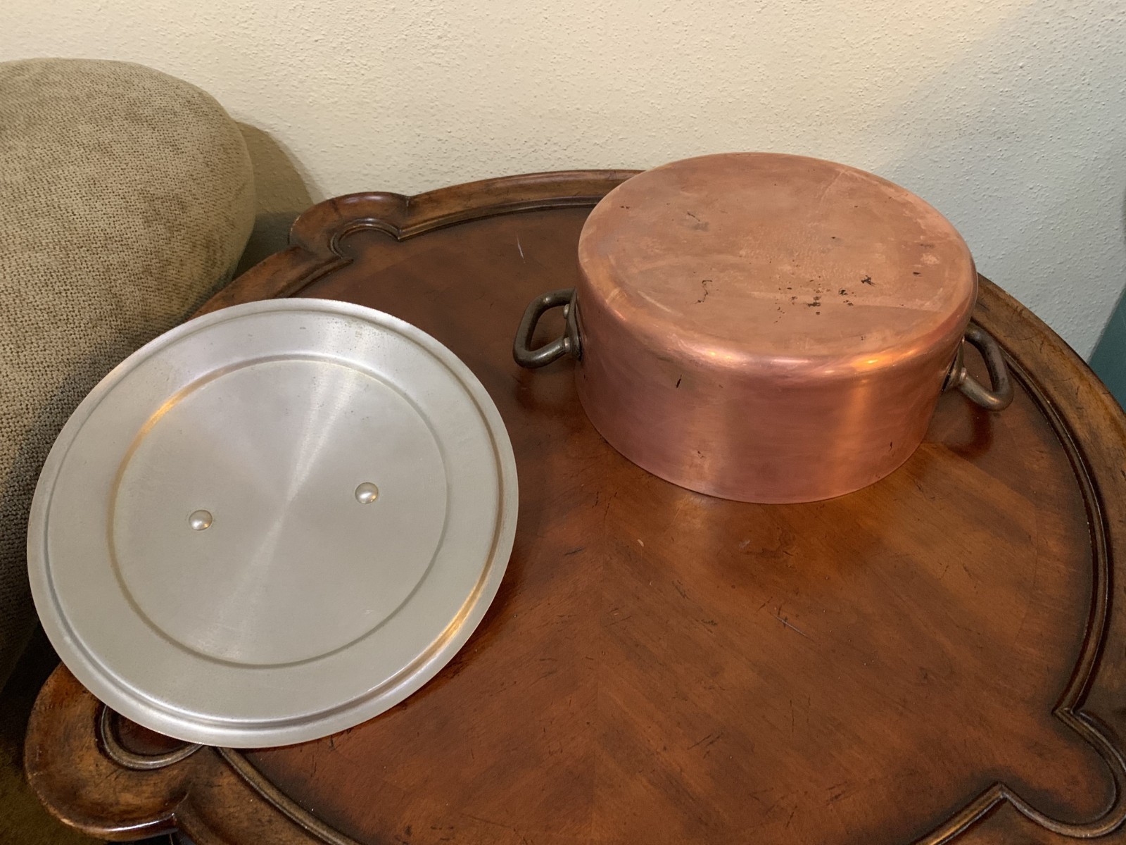 Vintage Solid Copper Dutch Oven Stockpot 8 qt with Lid # 28 Heavy & Sturdy