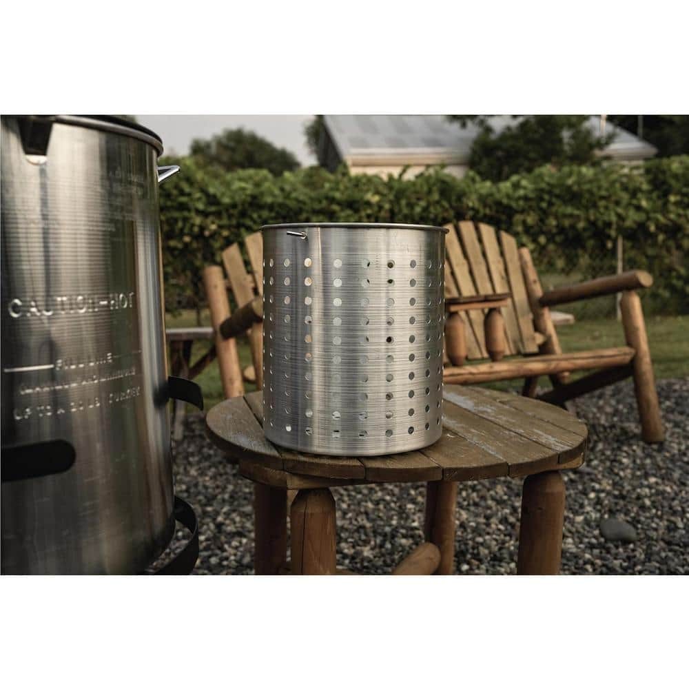 30 Qt Aluminum Stock Pot with Strainer & Lid, Large Boiling Seafood Pot