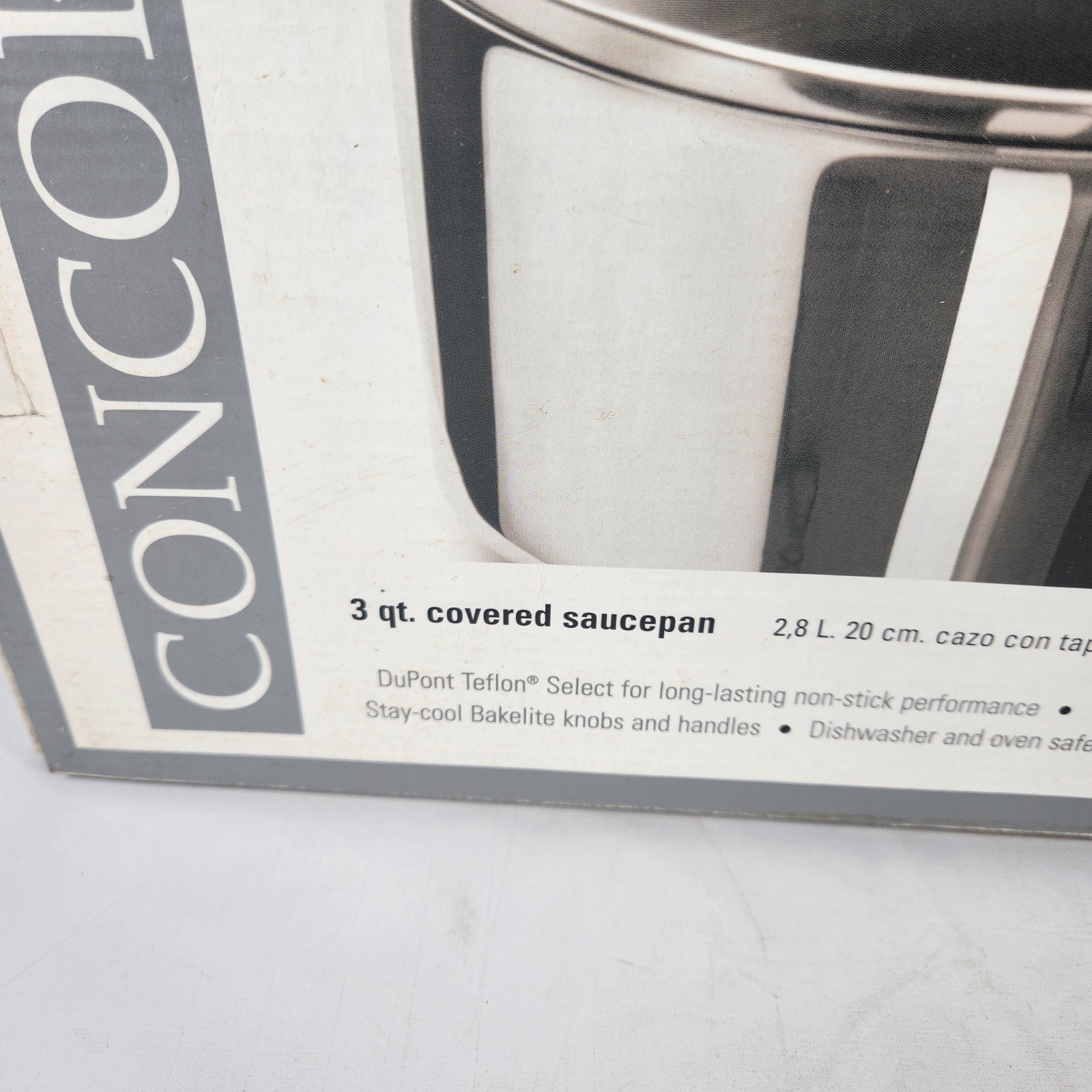 Vtg CONCORD New 3 Qt Open Saucepan Teflon Coating on 18/10 Stainless Steel NEW