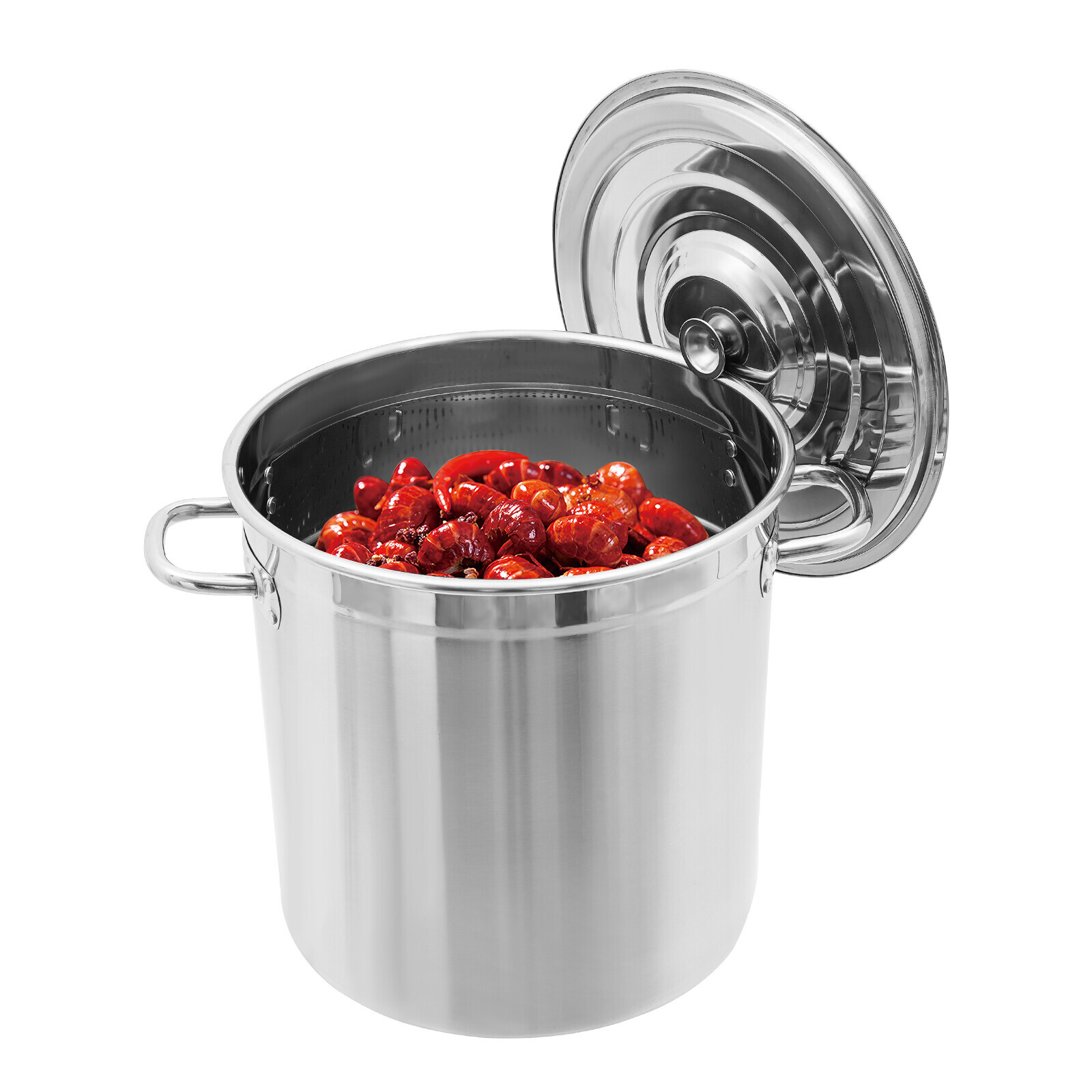78 QT Stainless Steel Seafood Boil Pot With Basket Heavy Duty Cooking Pot W/ Lid