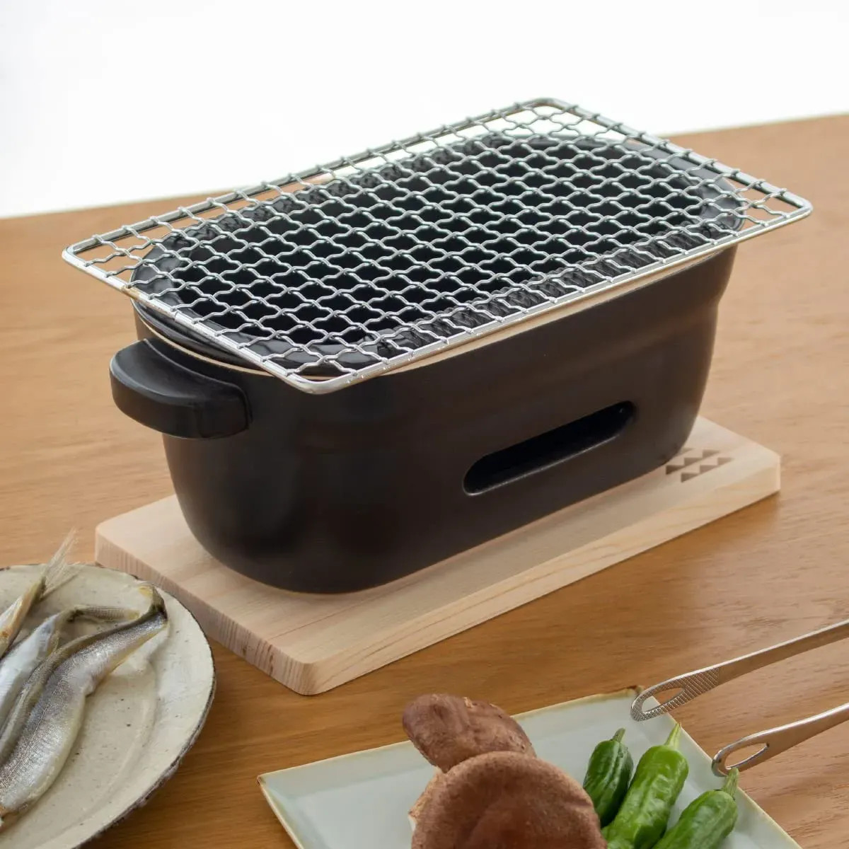 NEW Kamashika Tou Charcoal Grill Set Rectangular Black Made in Japan OR-60-2310