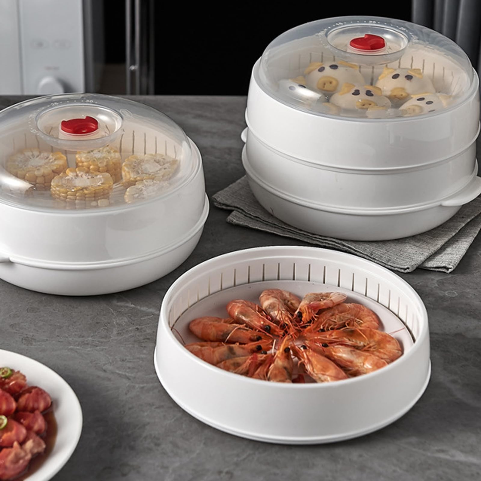 Microwave Steamer – Plastic Vegetable Steamer with Lid, BPA Free, Cookware, H…