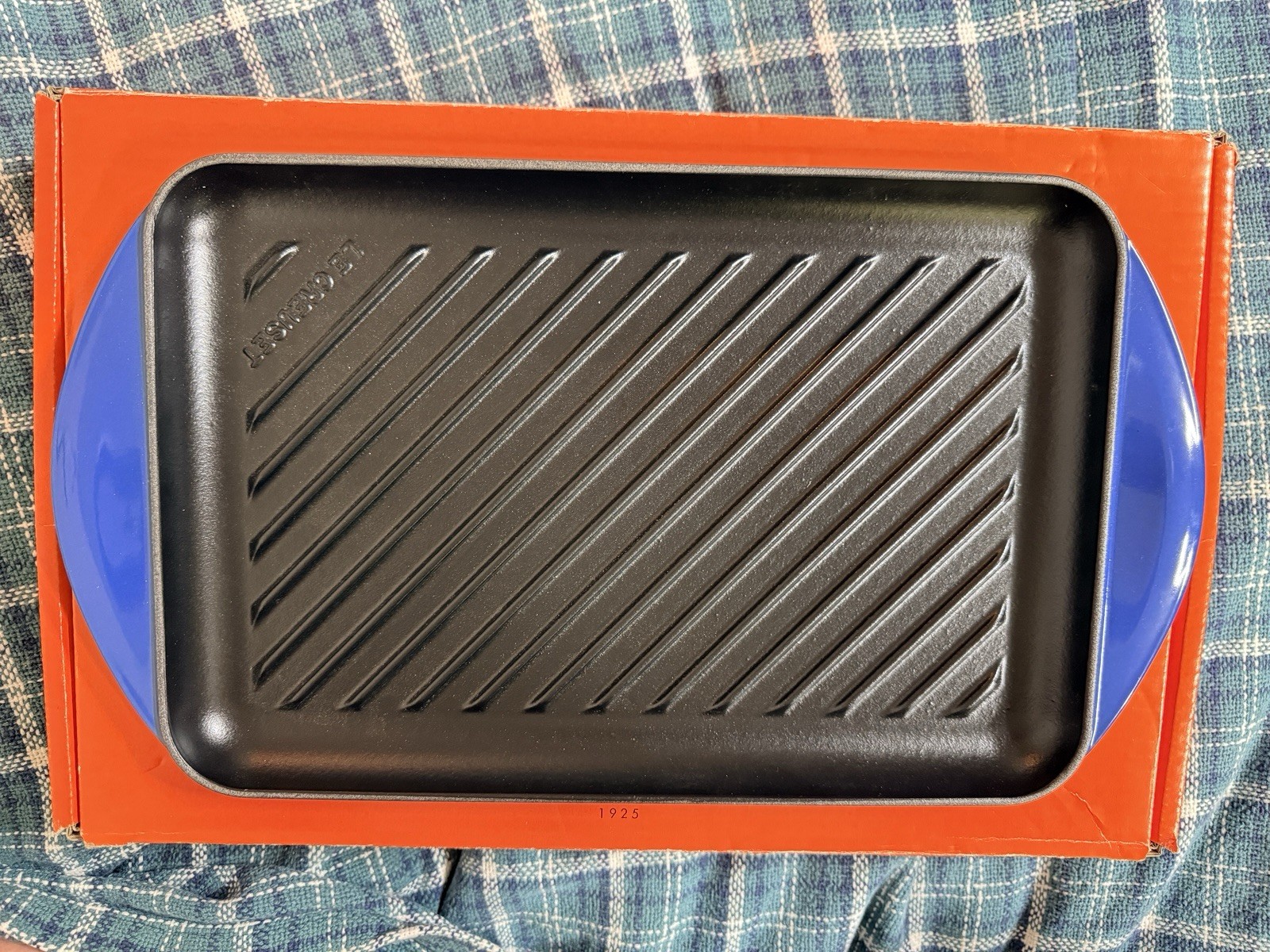 Le Creuset Lapis Blue 32cm Rectangular Skinny Grill Cast Iron New in Box