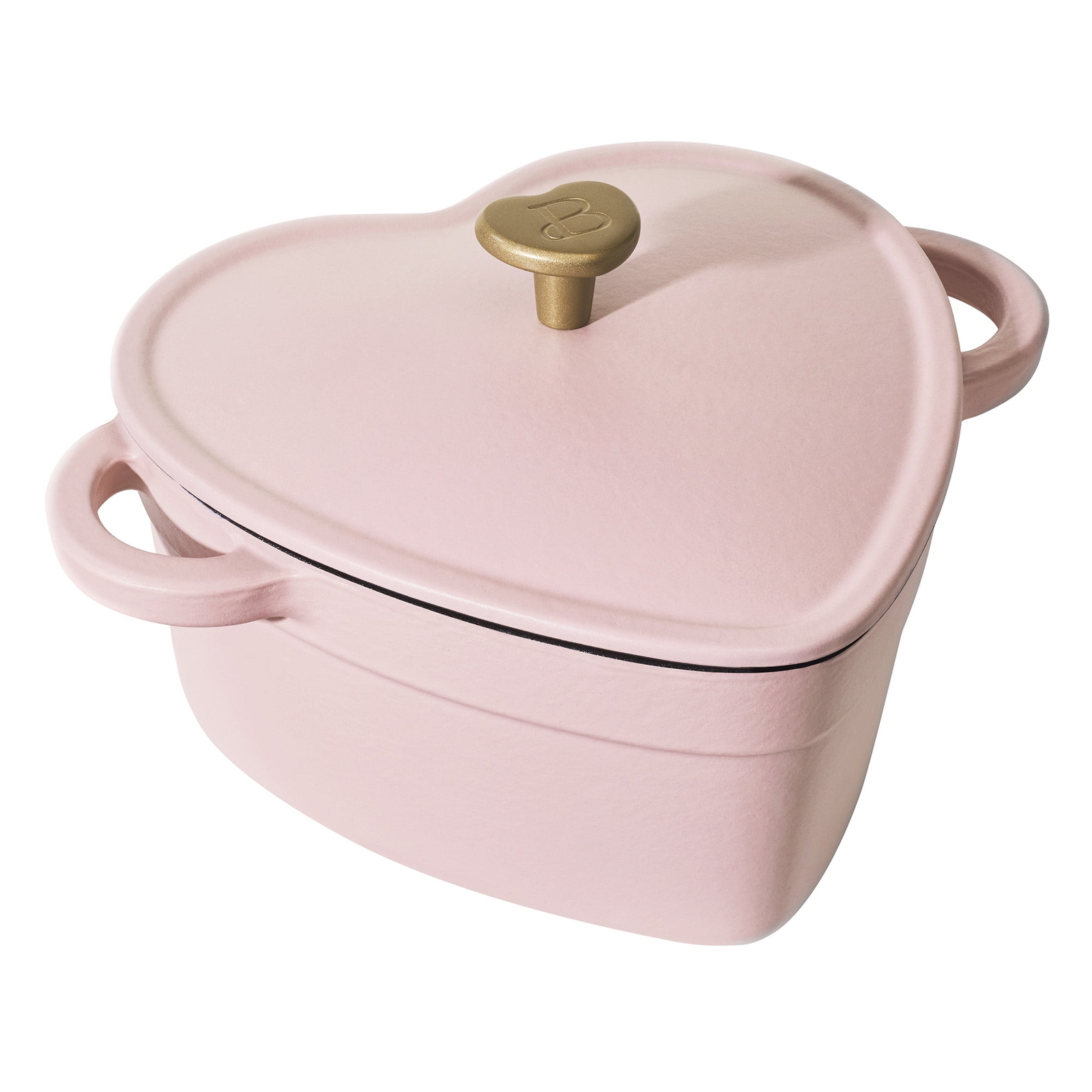 New Beautiful 2QT Cast Iron Heart Dutch Oven, Pink Champagne by Drew Barrymore