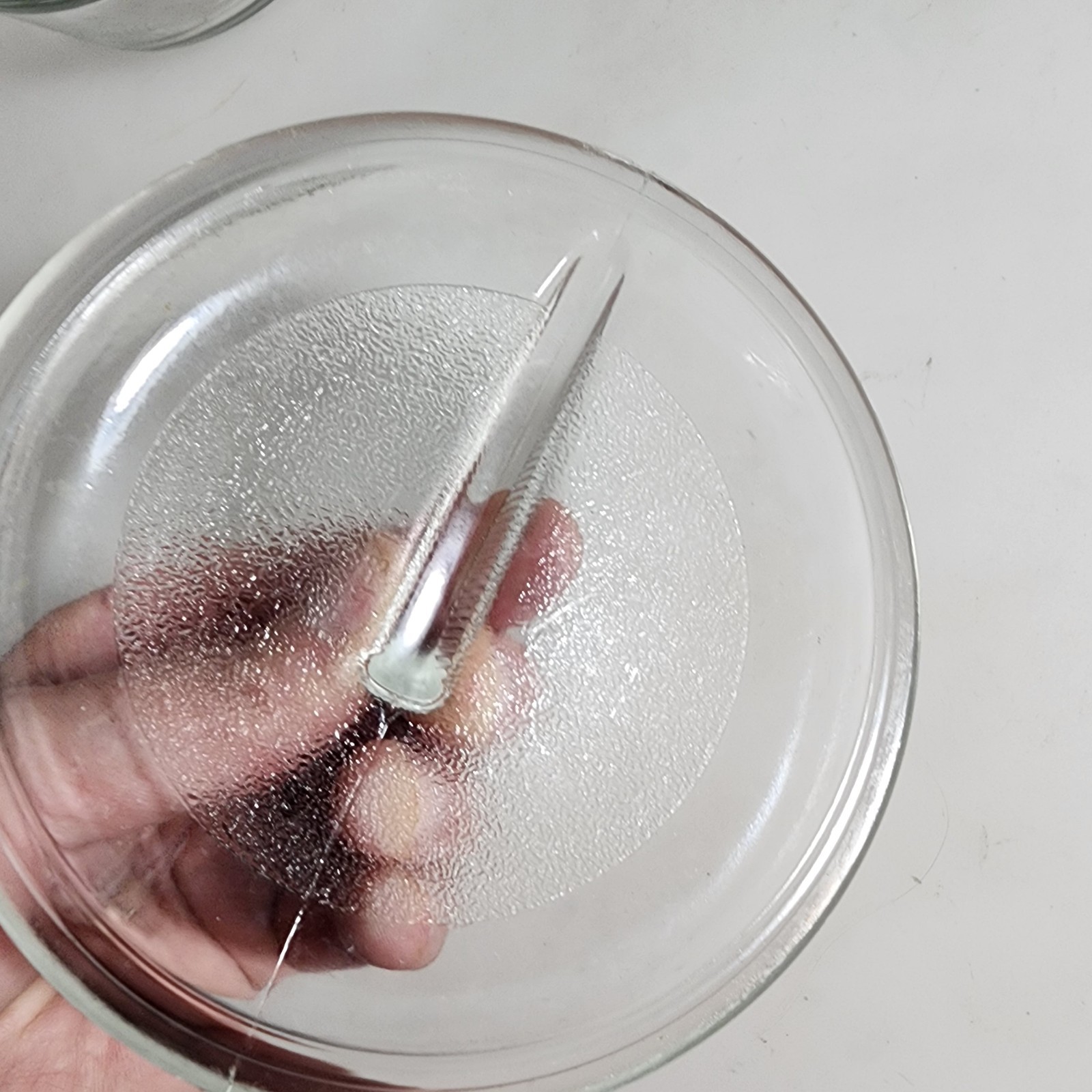 Vintage Glasbake Shark Fin Round Ribbed Handle 4 3/4” J-313 Lid & Bowl No Chips