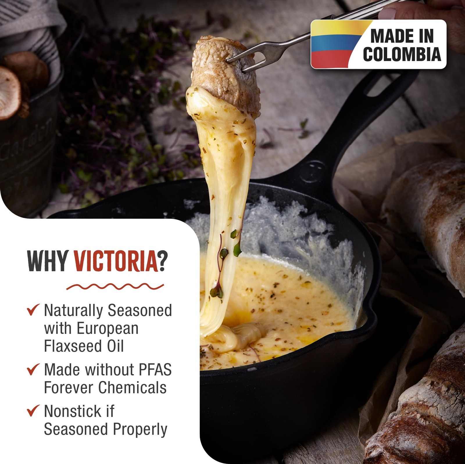 Victoria Cast Iron Saucepan Cast Iron Melting Pot Made in Colombia 2QT