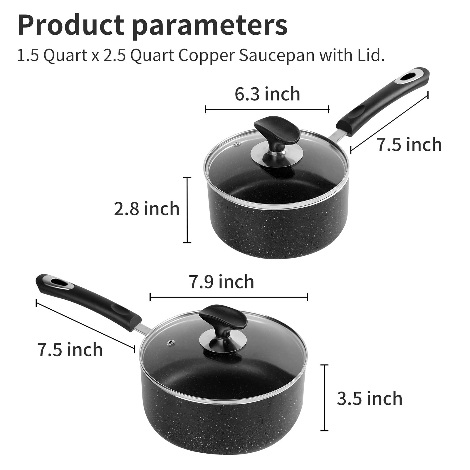 Nonstick Saucepan Set 1.5 Quart And 2.5quartultra Non Stick Sauce Pan Small Pot