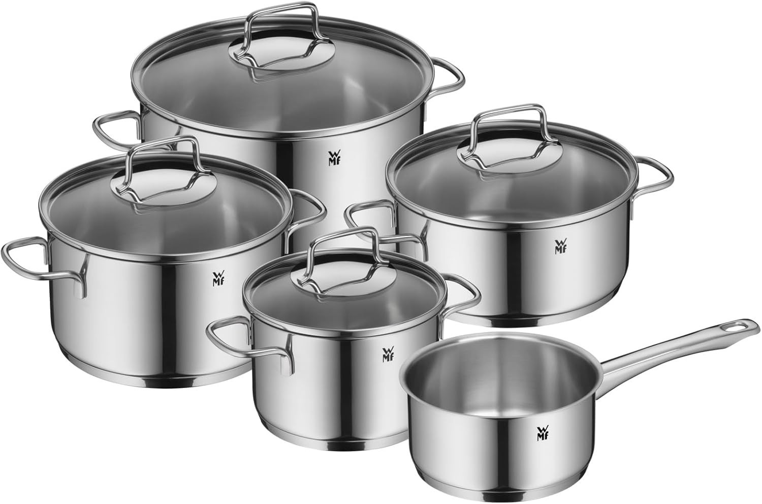 WMF Astoria 5-piece induction cookware set with glass lids, original…