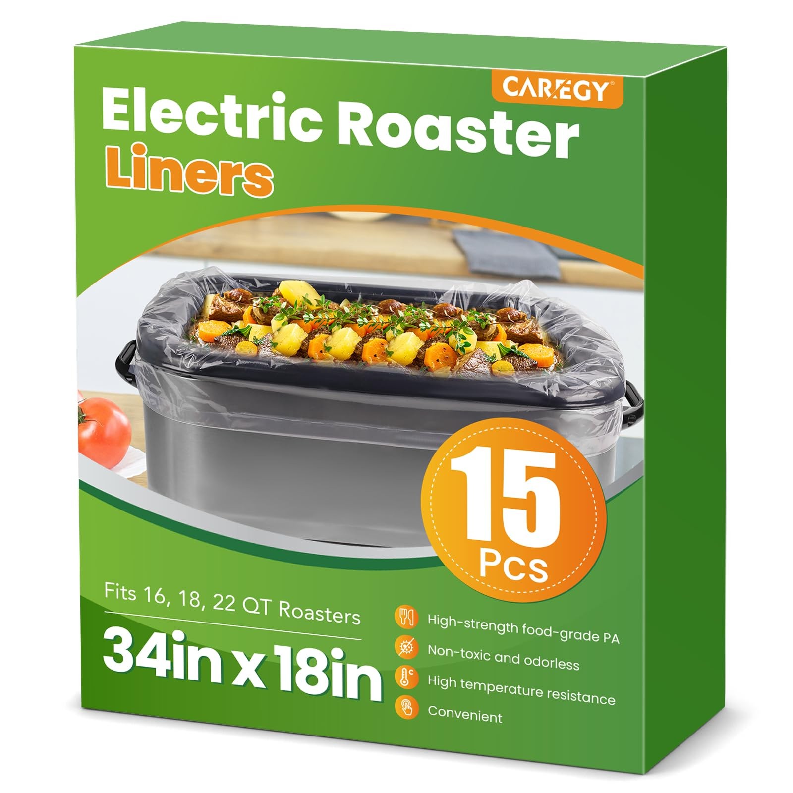 Disposable Roaster Liners 34×18 Inch, 15 Count for 16-22 Quart Roasters