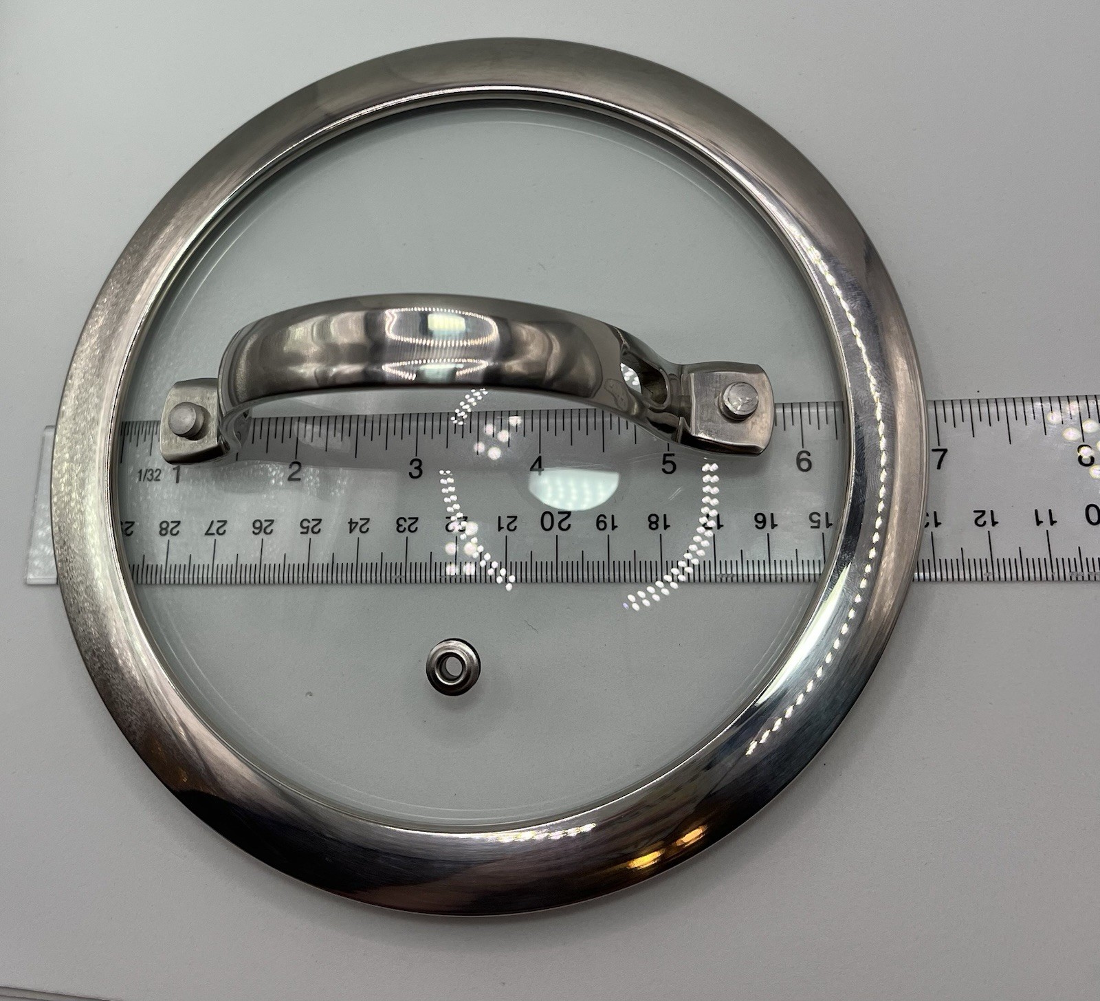 Stainless Steel Glass Lid 6 5/8” Dia For 6” Inside Diameter Pot Pan Vented