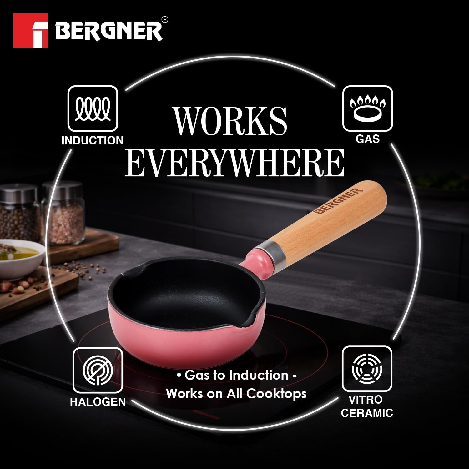Bergner Excalibur Cast Iron Fry Pan 12Cm Non-Stick Coated Temper Pan PFAS Free