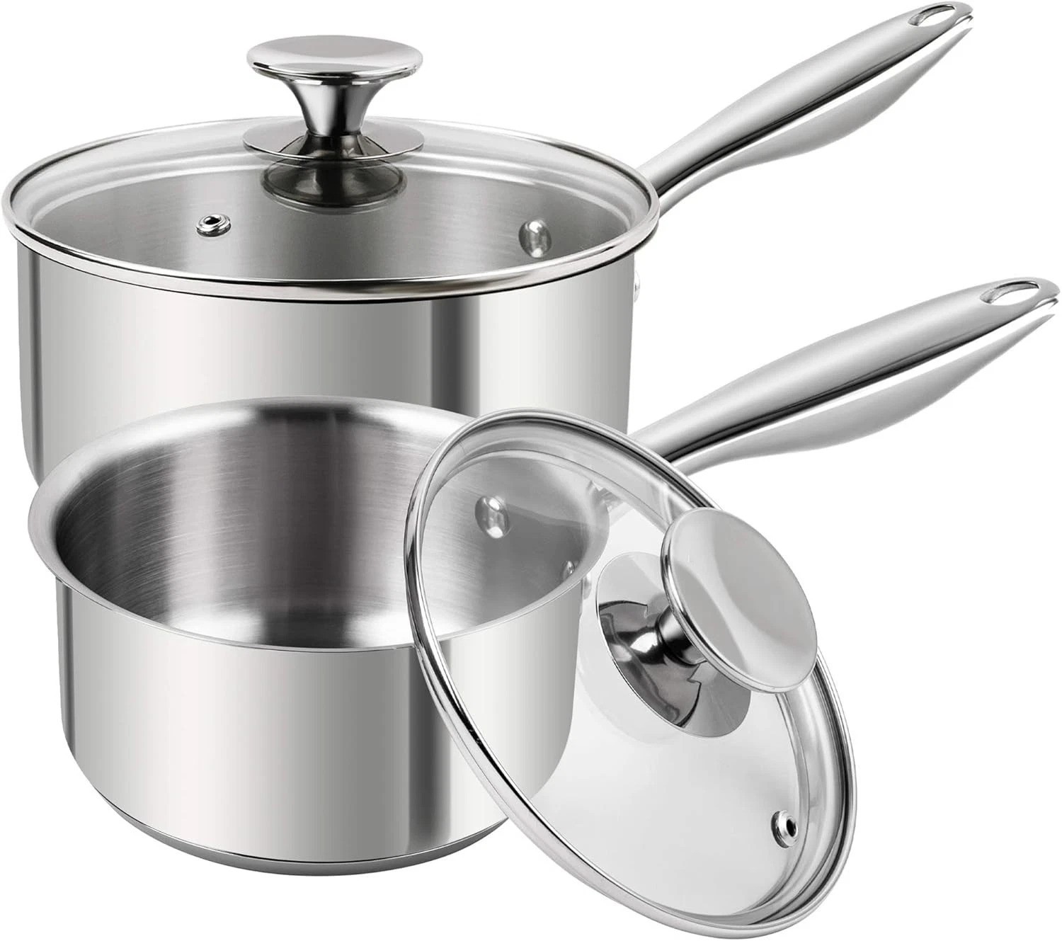 Induction Compatible Saucepan Set – 1Qt & 2Qt in Polished Stainless Steel