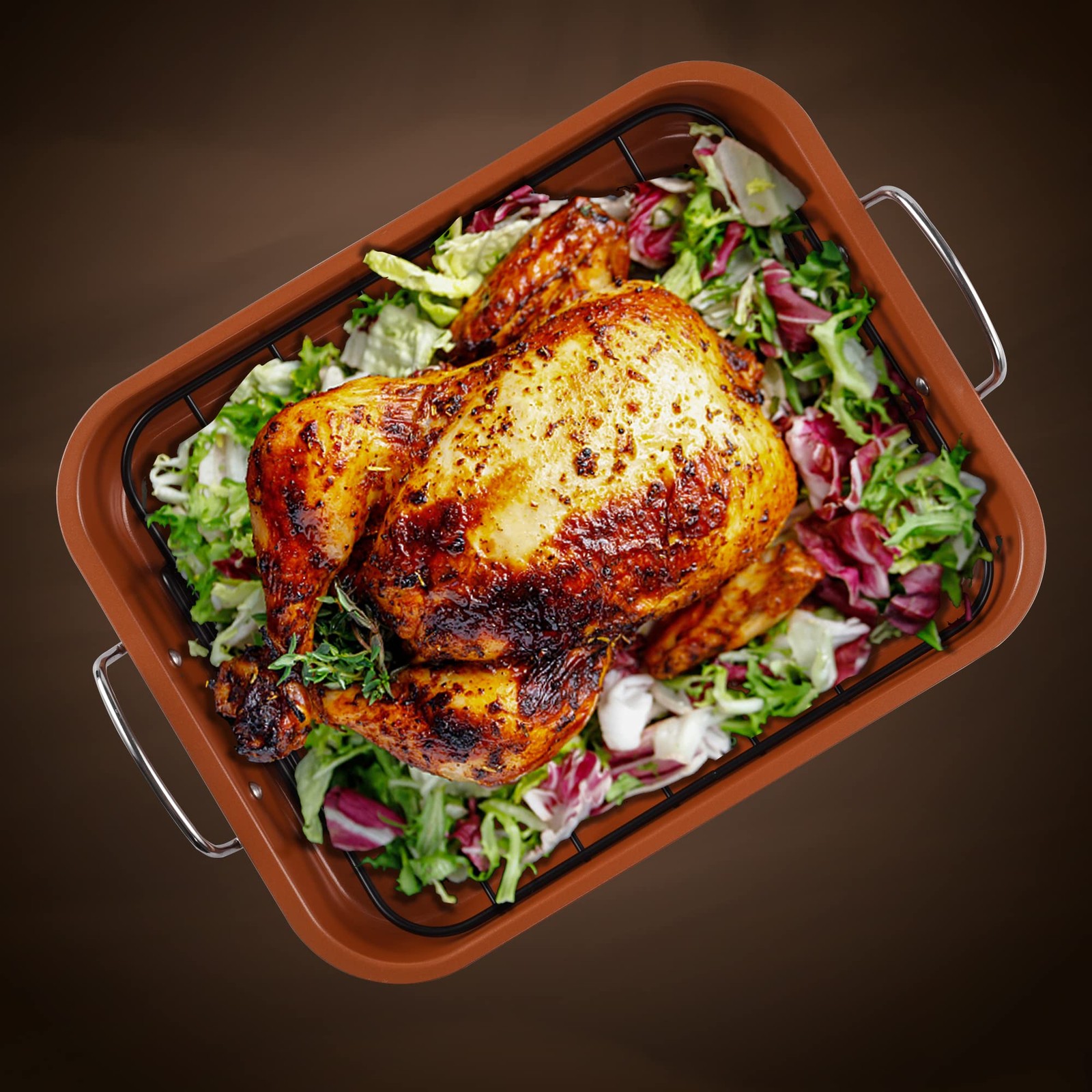 Nonstick Roasting Pan 14.57″x11.25″ – 16 Inch Turkey Roaster with Rack