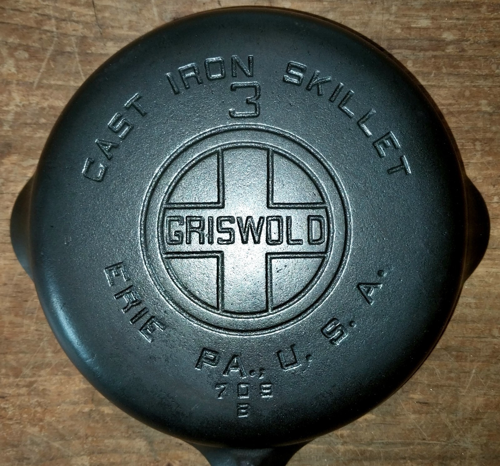 “NICE” 1930-1939 No.3 GRISWOLD 709 Large Block Logo Smooth Bottom Skillet “FLAT”