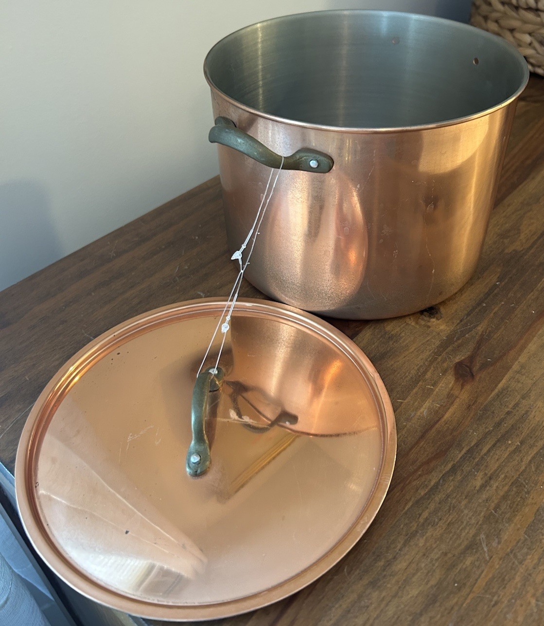 Copper Round Stockpot With Lid Missing Handle