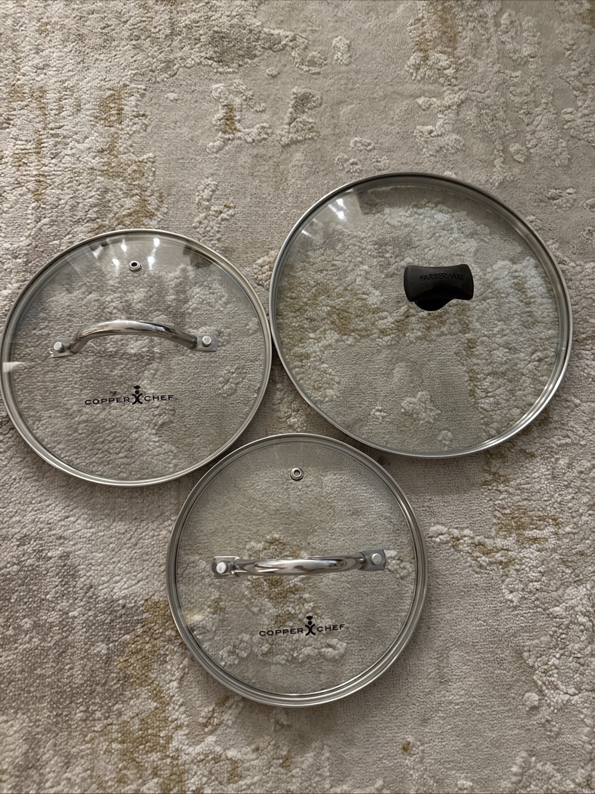 Copper Chef 7″, 8″ & Farberware 9 3/4 Glass Replacememt Lid For Pots & Pans Lot