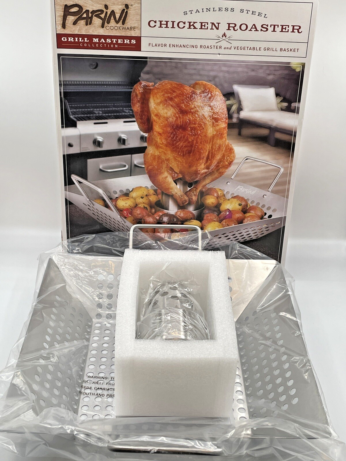 New Parini Chicken Roaster Stainless Steel Grill Masters Collection Cookware