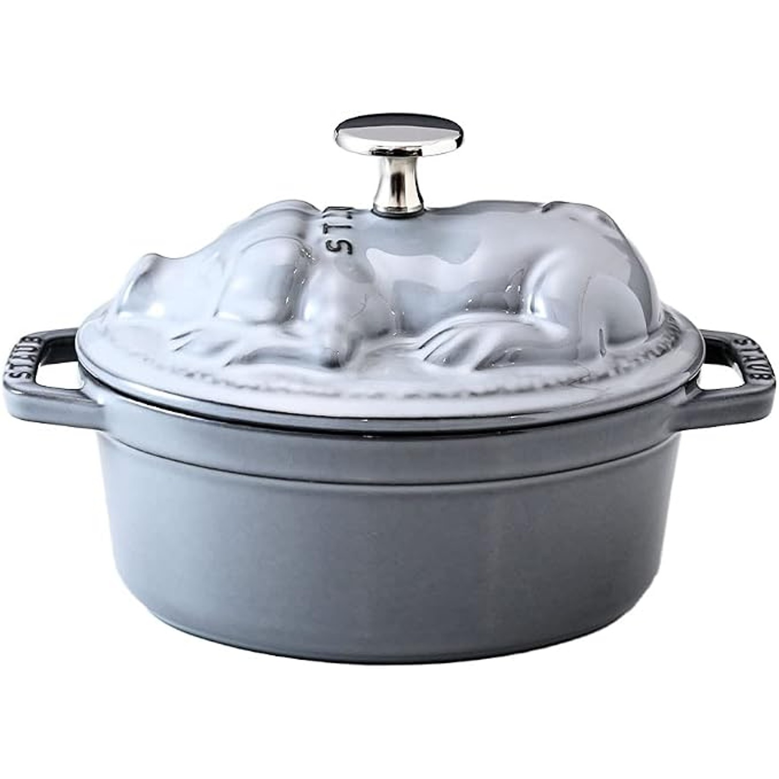 Staub Piggy Cocotte Oval Cast Iron Enamel Pot Gray 17 cm (6.7 in) IH Compatible