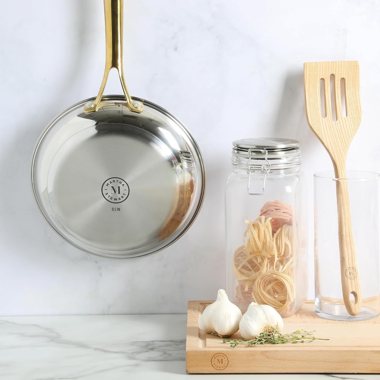 Castelle 9.5-Inch Stainless Steel Frying Pan with Gold-Tone Handle – Tri-Ply …