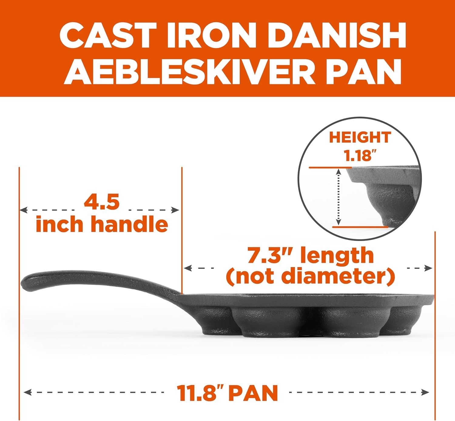 Cast Iron Danish Aebleskiver Pan, Preseasoned Cast Iron Cookware for Pancake …
