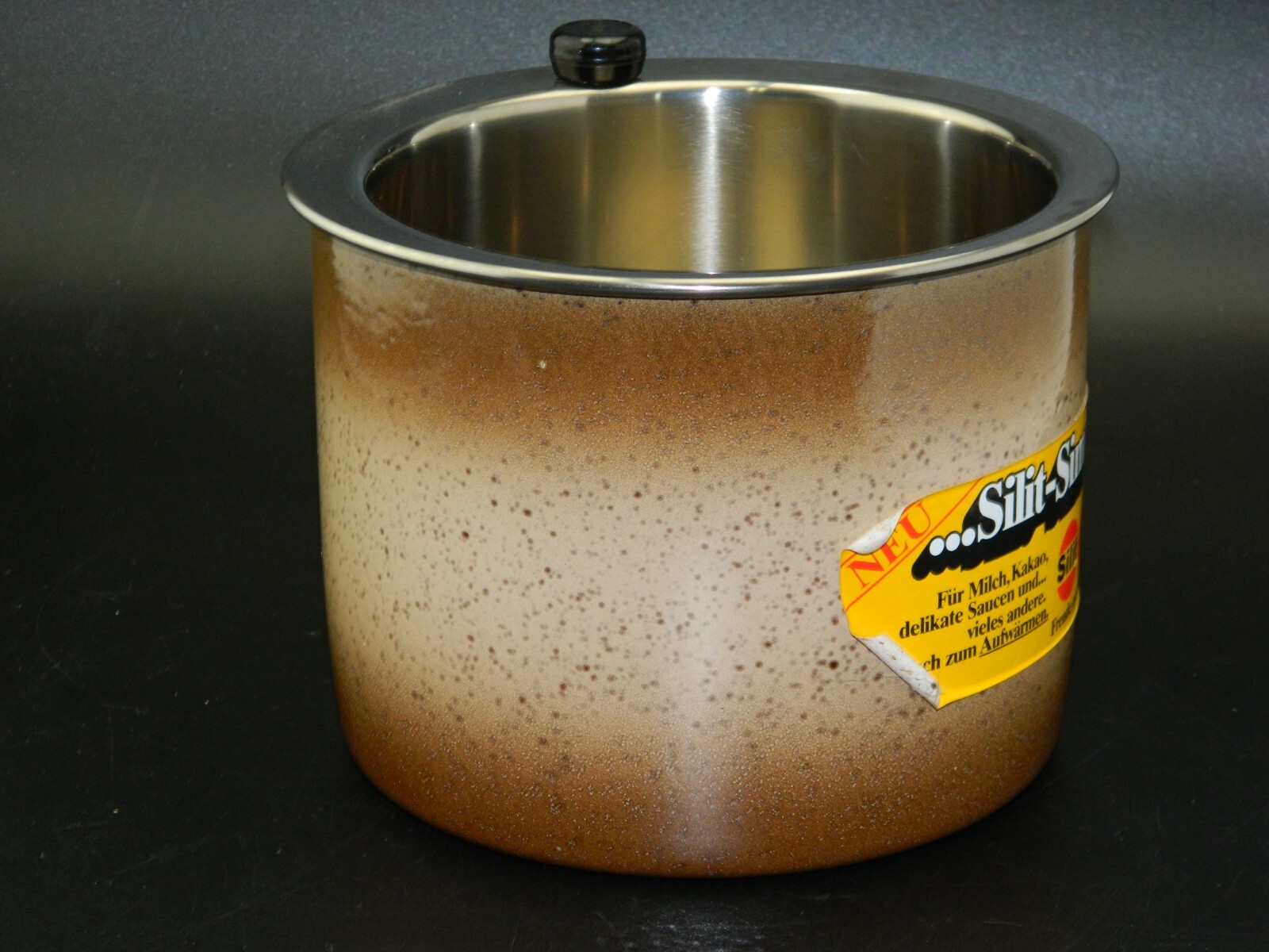 Water Bath Cooker Simmer Pot 1.5 Liters Stainless and Enamel. Vintage Brookstone