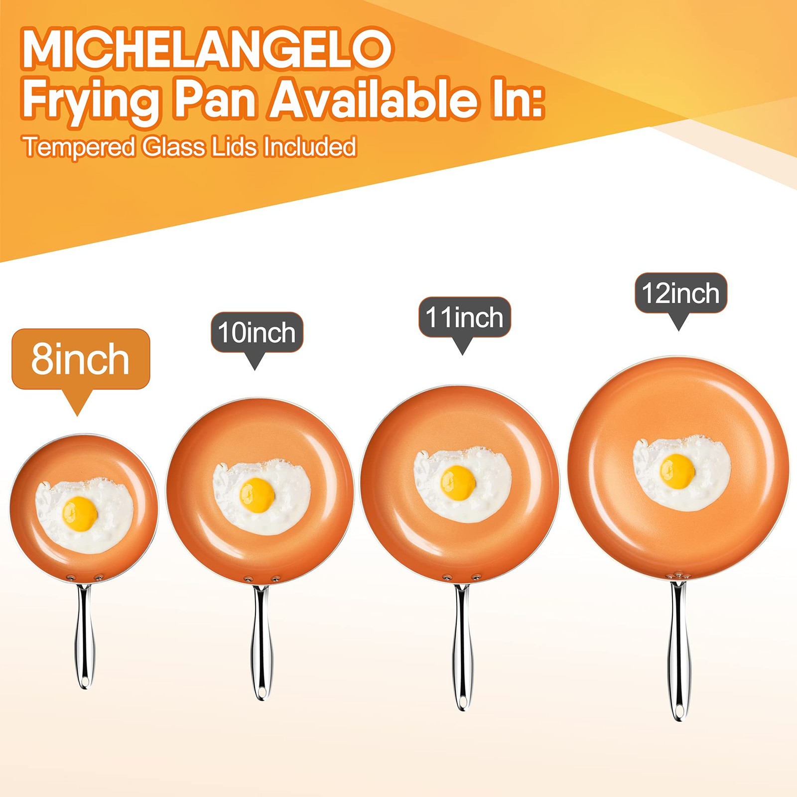 8 Inch Nonstick Frying Pan with Lid Ceramic Titanium Coating Copper Small Pan