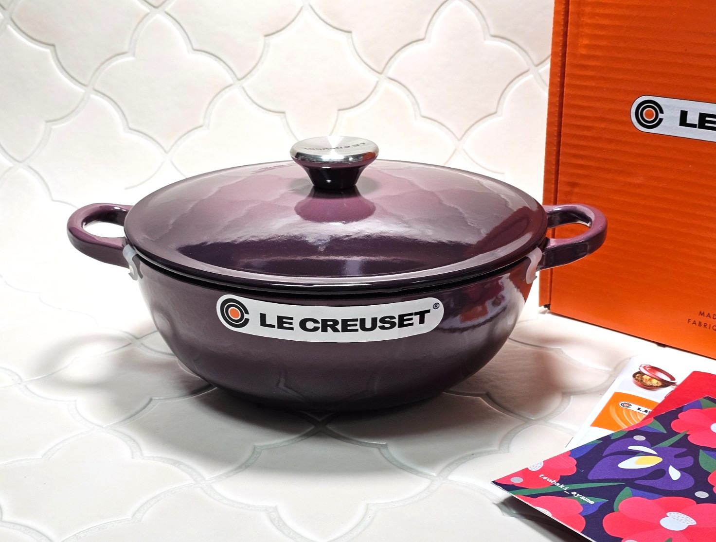 Le Creuset Marmite 22cm 2.7qt Fig Purple Enameled Cast Iron Dutch Oven Soup Pot