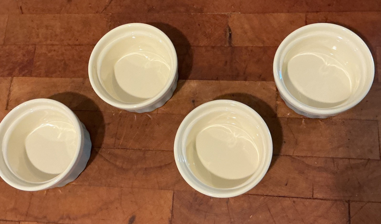 Set of 4 Light Blue & Cream 8 Ounce Ramekins Natural Elements from Kitchen Kraft