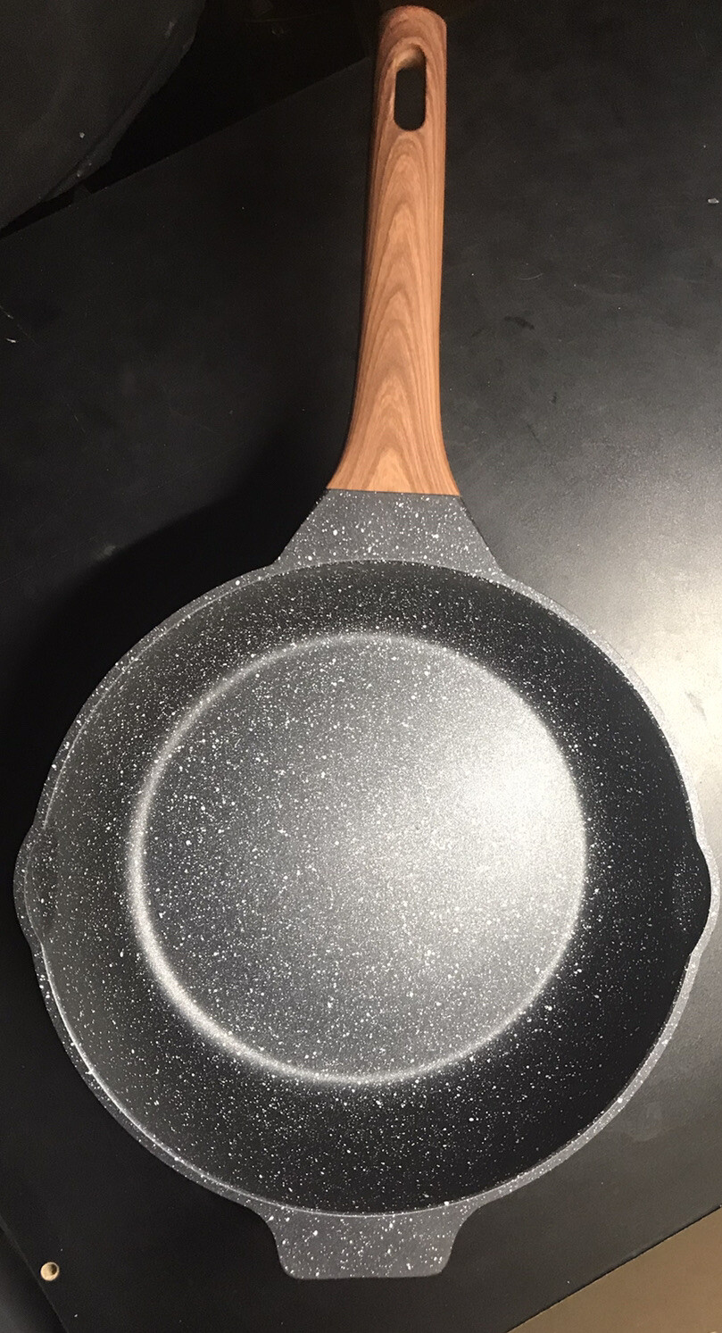 Eslite Life Deep Frying Pan with Lid Saute Pan Granite Coating, 11 Inch 5 Quart