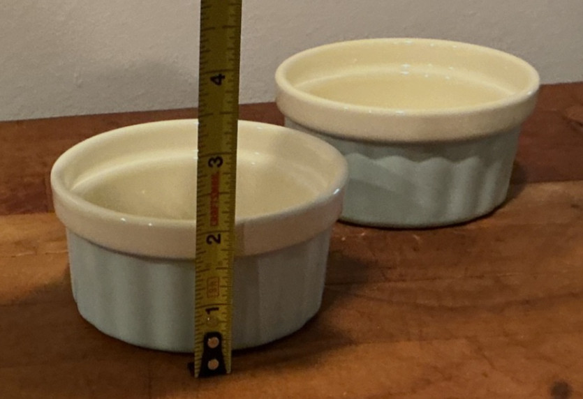 Set of 4 Light Blue & Cream 8 Ounce Ramekins Natural Elements from Kitchen Kraft