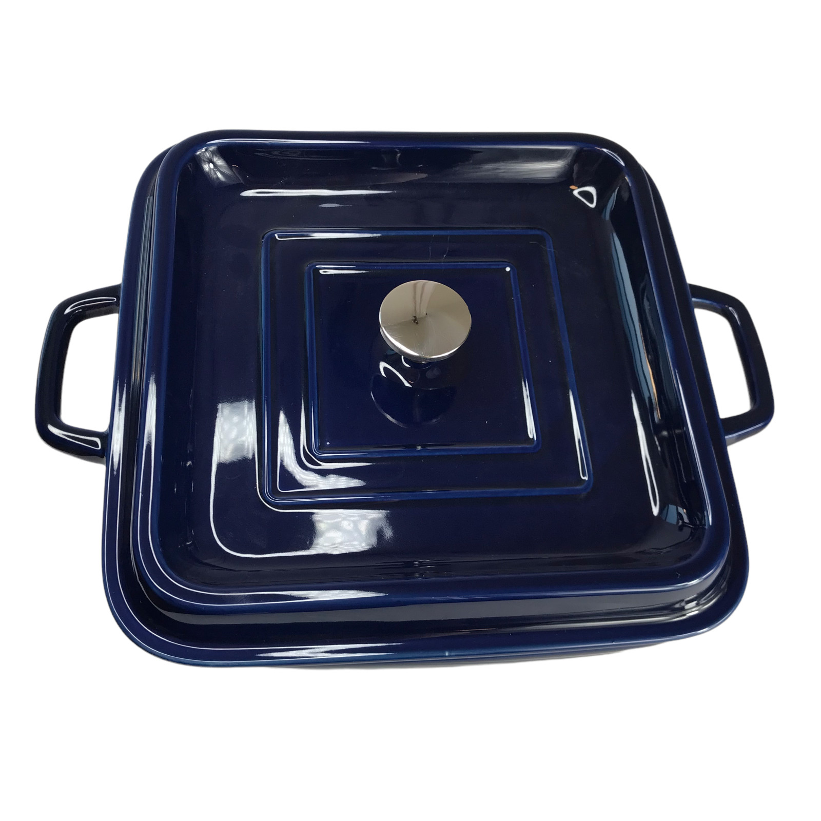 Servappetit Stoneware Covered Baker Blue 9.5″ Sq Baking Casserole Dish