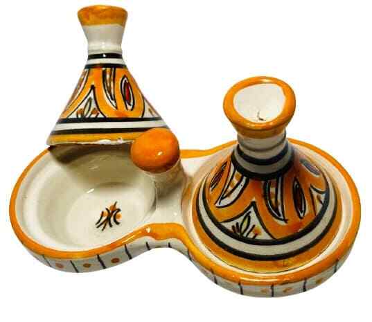 GGE “MELH ORANGE” TAGINE Multi-Purpose SALT & PEPPER SMALL Moroccan Tajine