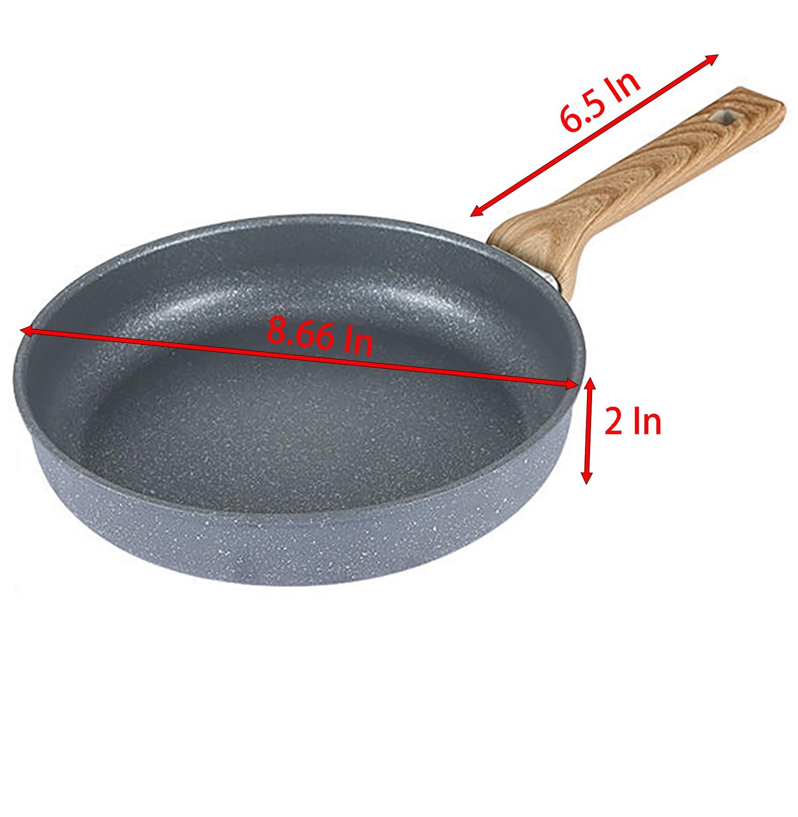 YIKANGHENG Thick Frying Non-stick Pan with Wood Handle, 8.66 Inch Diameter Om…