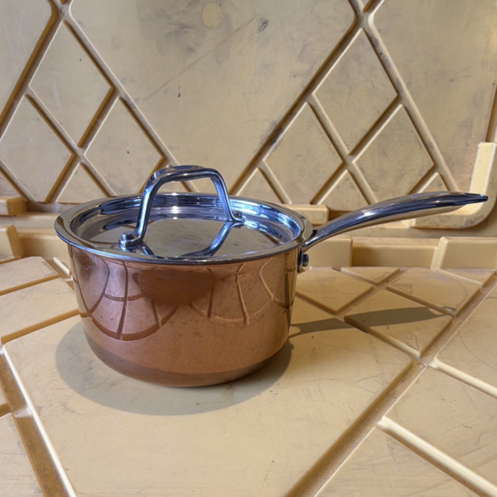 Cresta 1.5 qt Copper Stainless Steel Saucepan with Lid, Induction/Electric/Gas