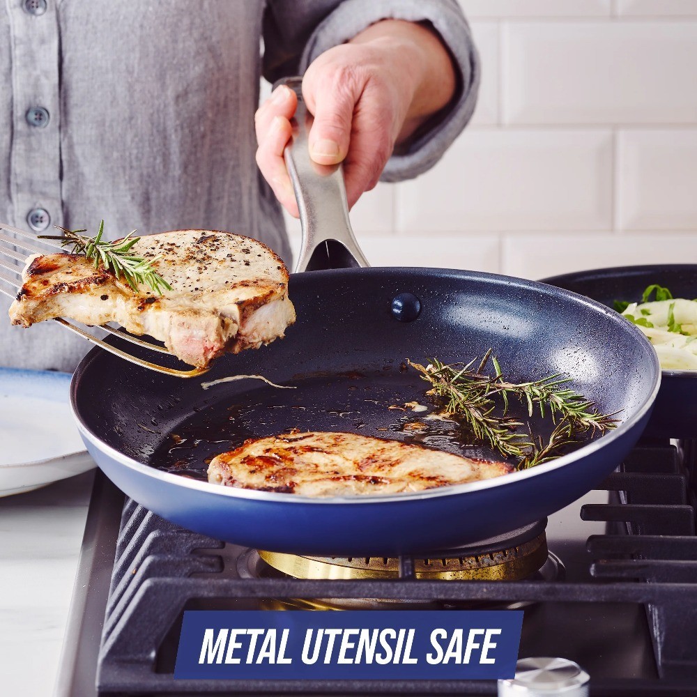 Toxin Free Ceramic Nonstick Open Frypan Skillet Metal Utensil Safe Cooking 12
