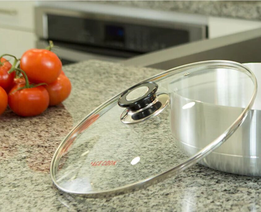 See Through Glass Lid for Frying Pan,Fry Pan,Skillet,Pan Lid W/ Handle 9.5″/24cm