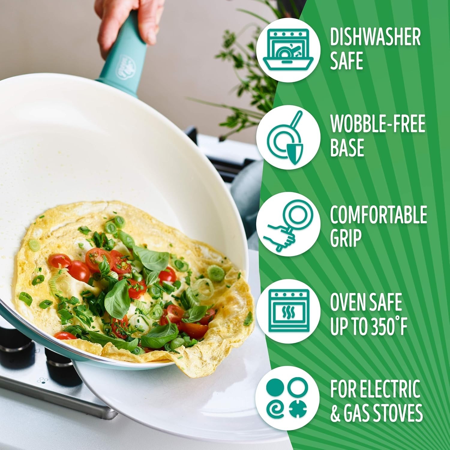 Elegant Turquoise 12-Piece Cookware Set: Healthy Nonstick & Easy Clean Design