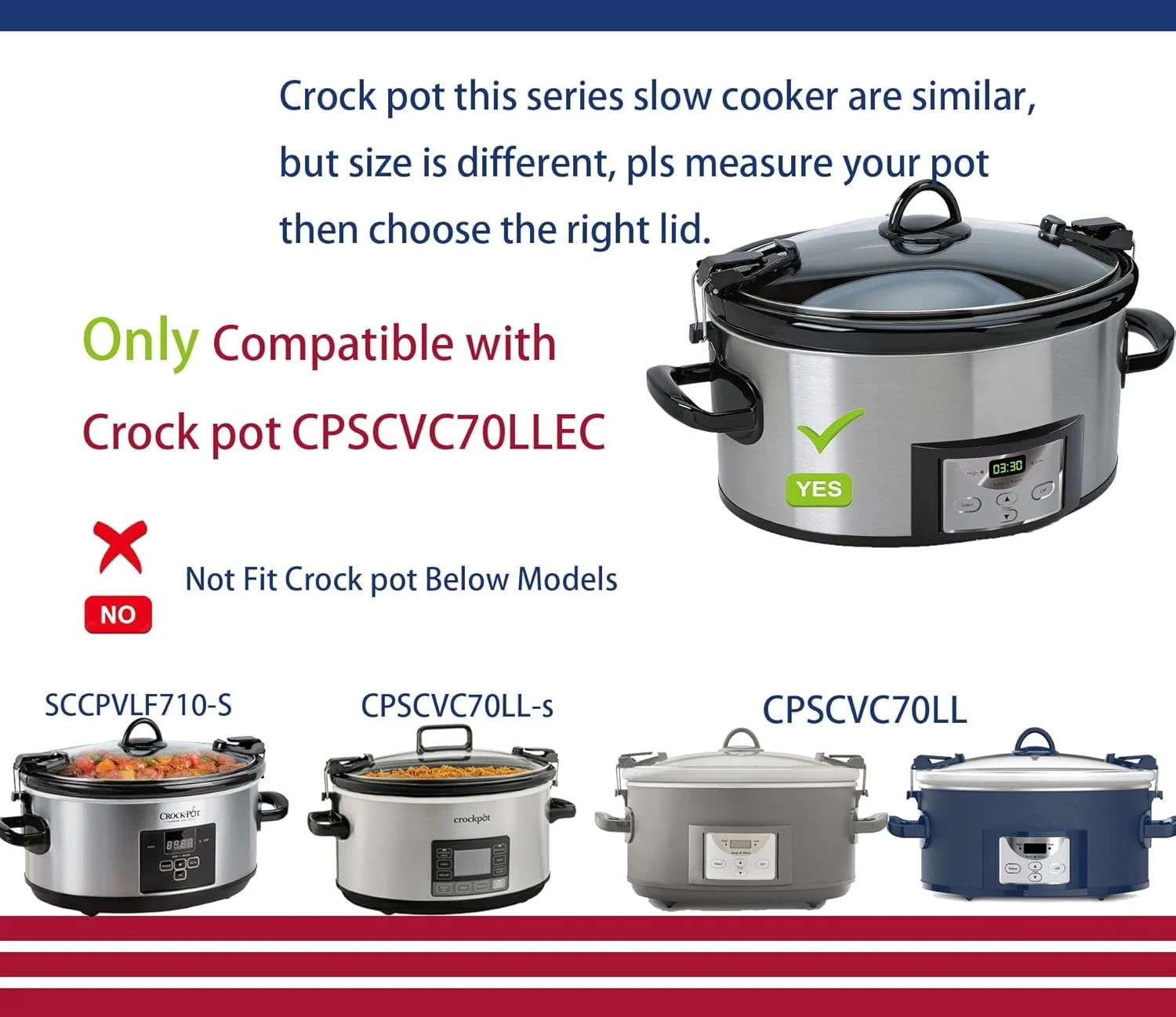 Oval Glass Lid Compatible with Crock Pot 6 Quart Slow Cooker SCCPVL600-S-BR, CPS