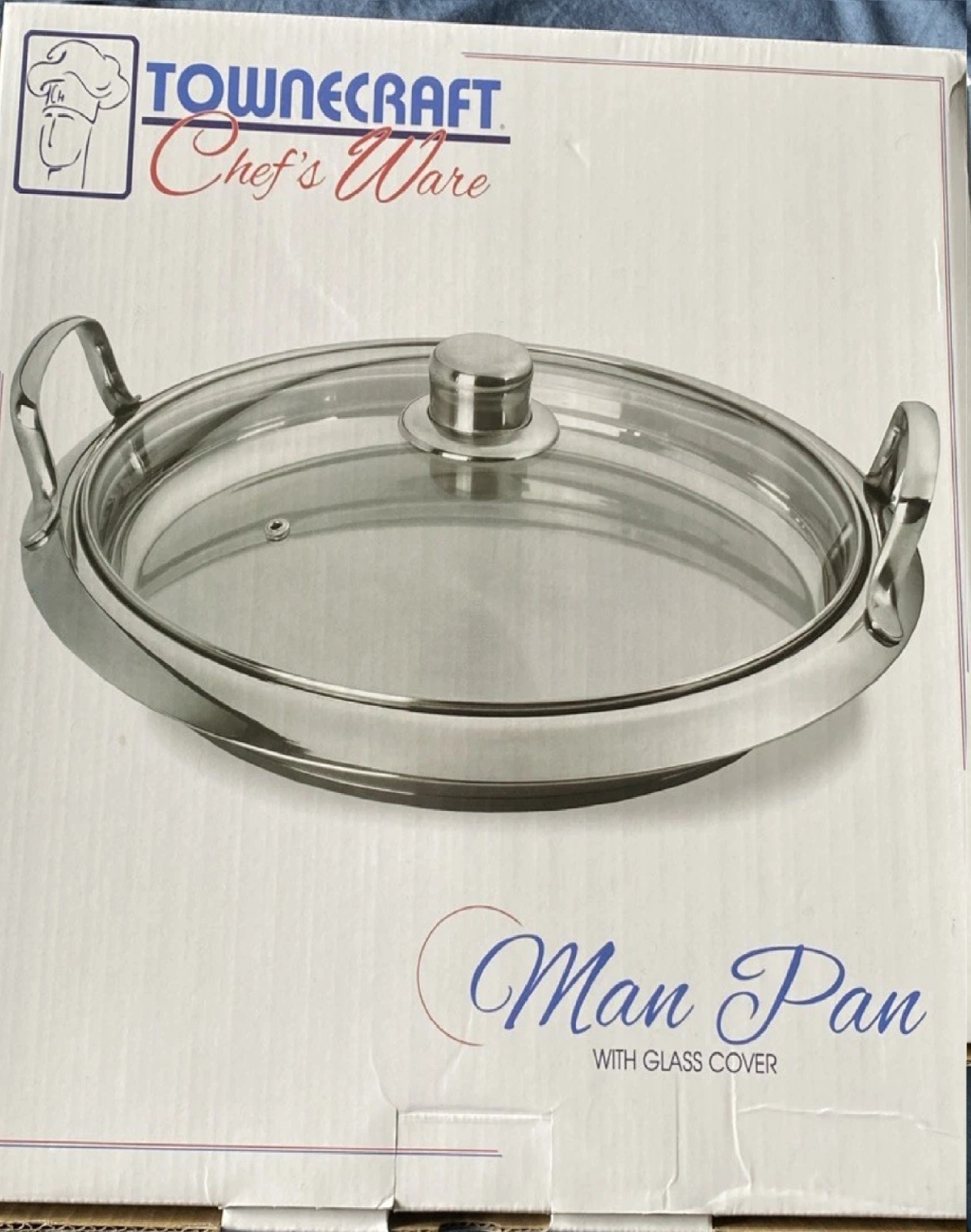 Chef’s Ware Townecraft 12″ Skillet Stainless Frying Pan Serving Dish & Glass Lid