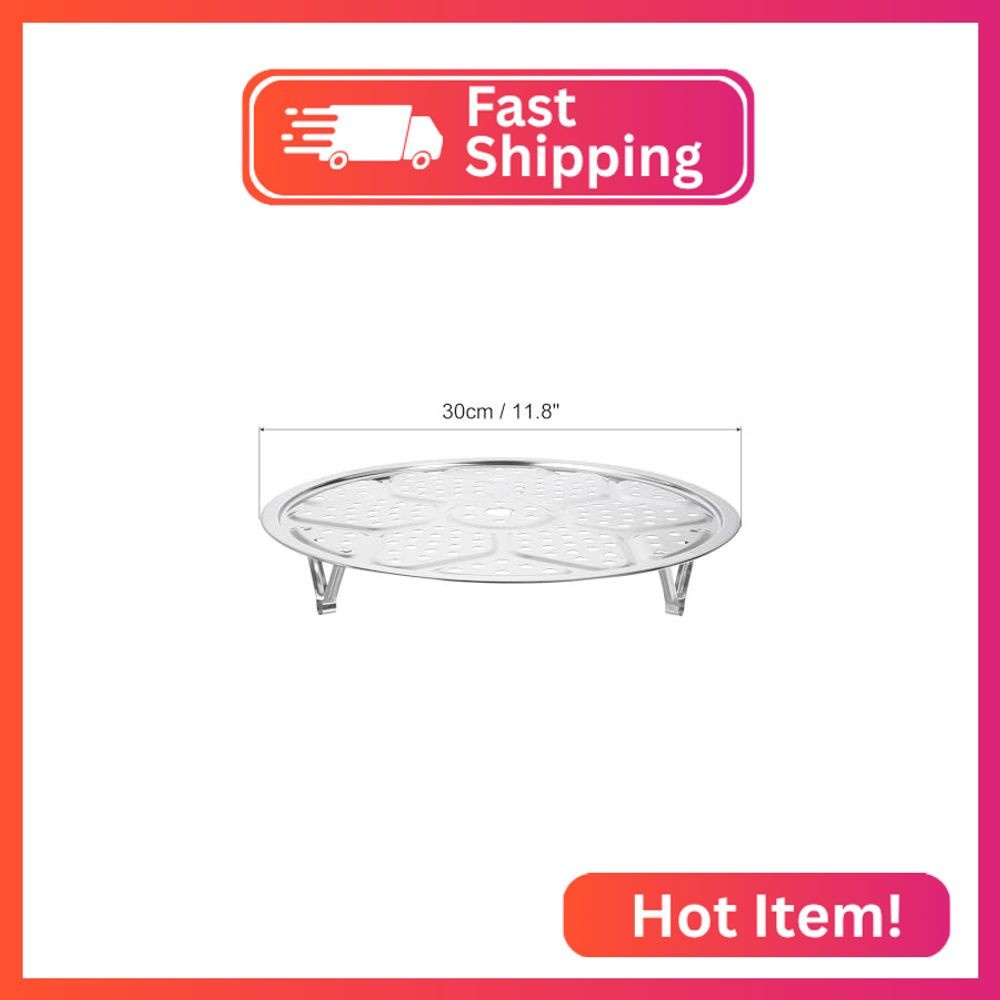 uxcell Stainless Steel Steamer Rack with Stand, 11.8 Inches Pot Steaming Tray fo
