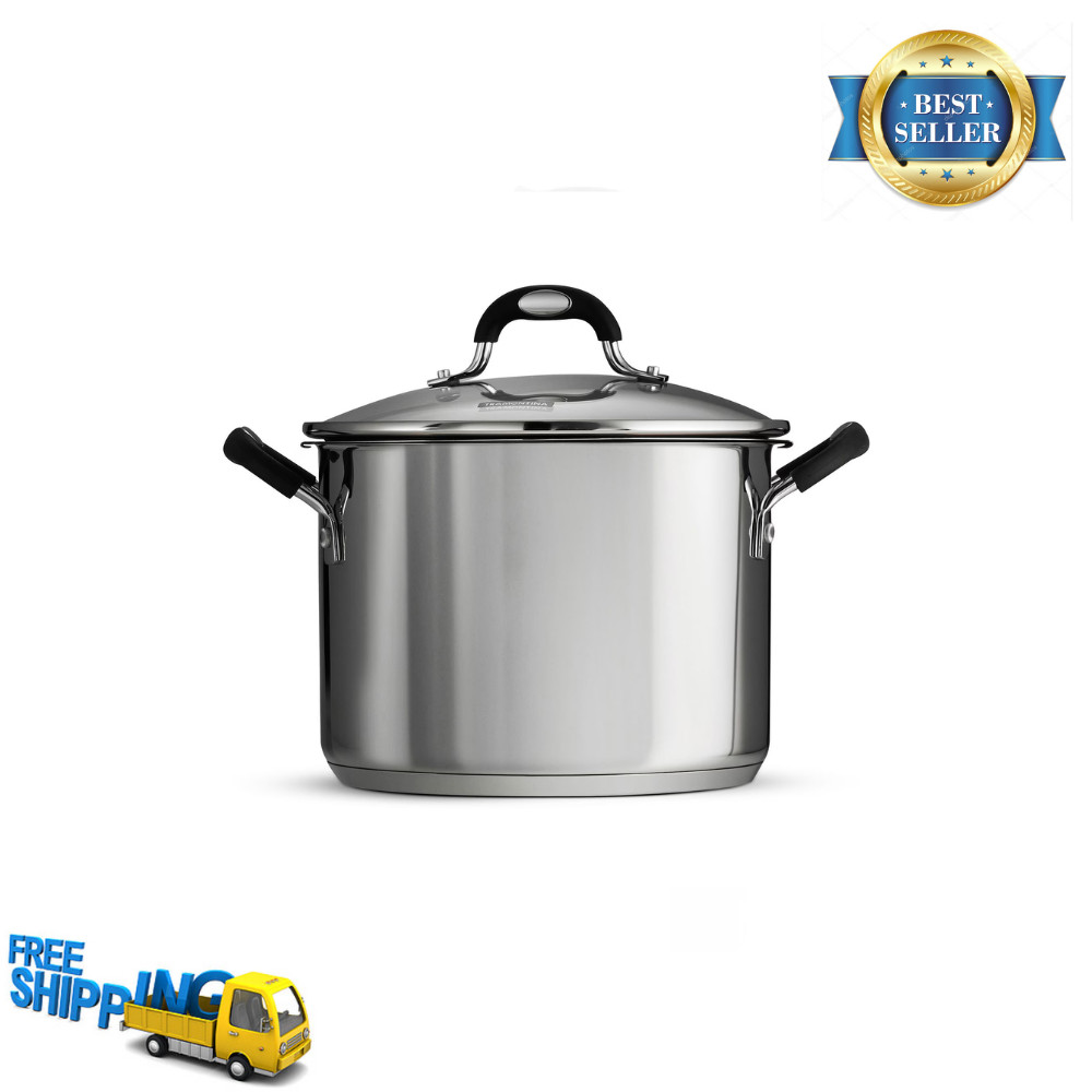 Tramontina 6Qt Lock-N-Drain Stainless Steel Covered Stock Pot Pasta Strainer Lid
