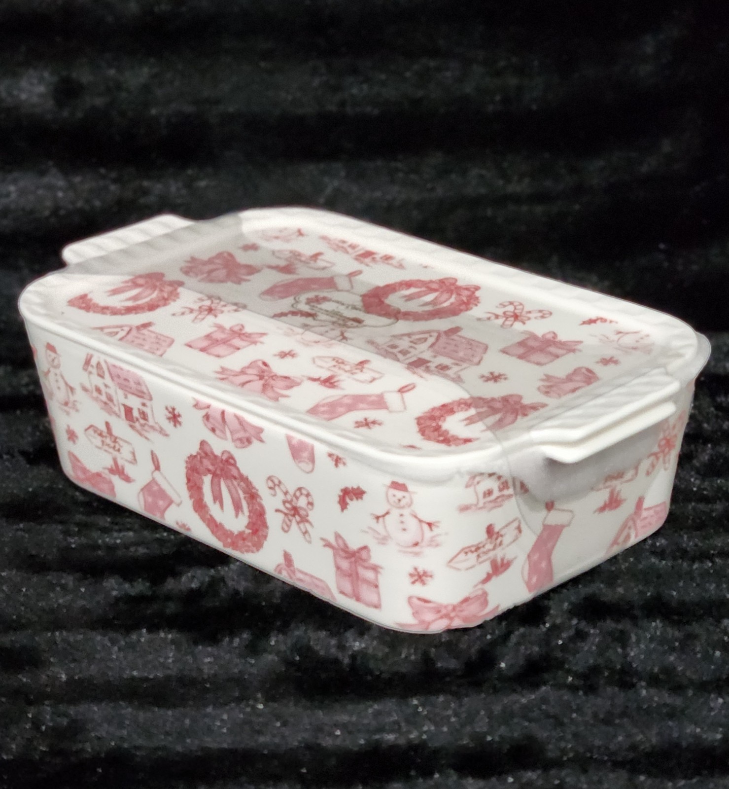 Grace Pantry Christmas PINK BOW 2qt Rectangular Baker & Lid 11″ Oven Safe 3 in 1