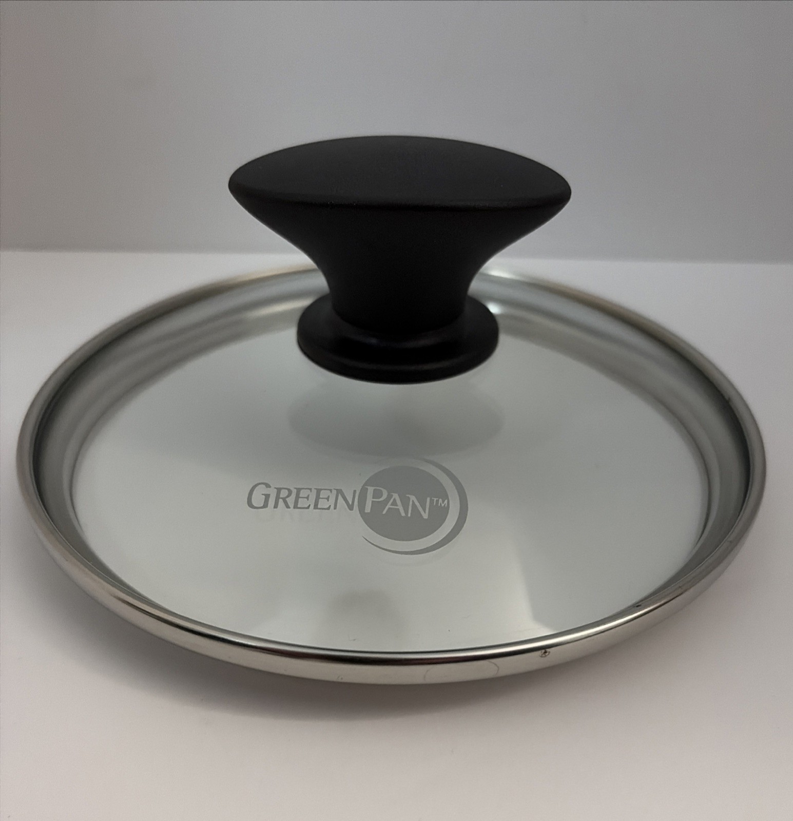 GreenPan 6.75” Outer/ 5.75” Inner Rim Tempered Glass Replacement Lid Black Knob