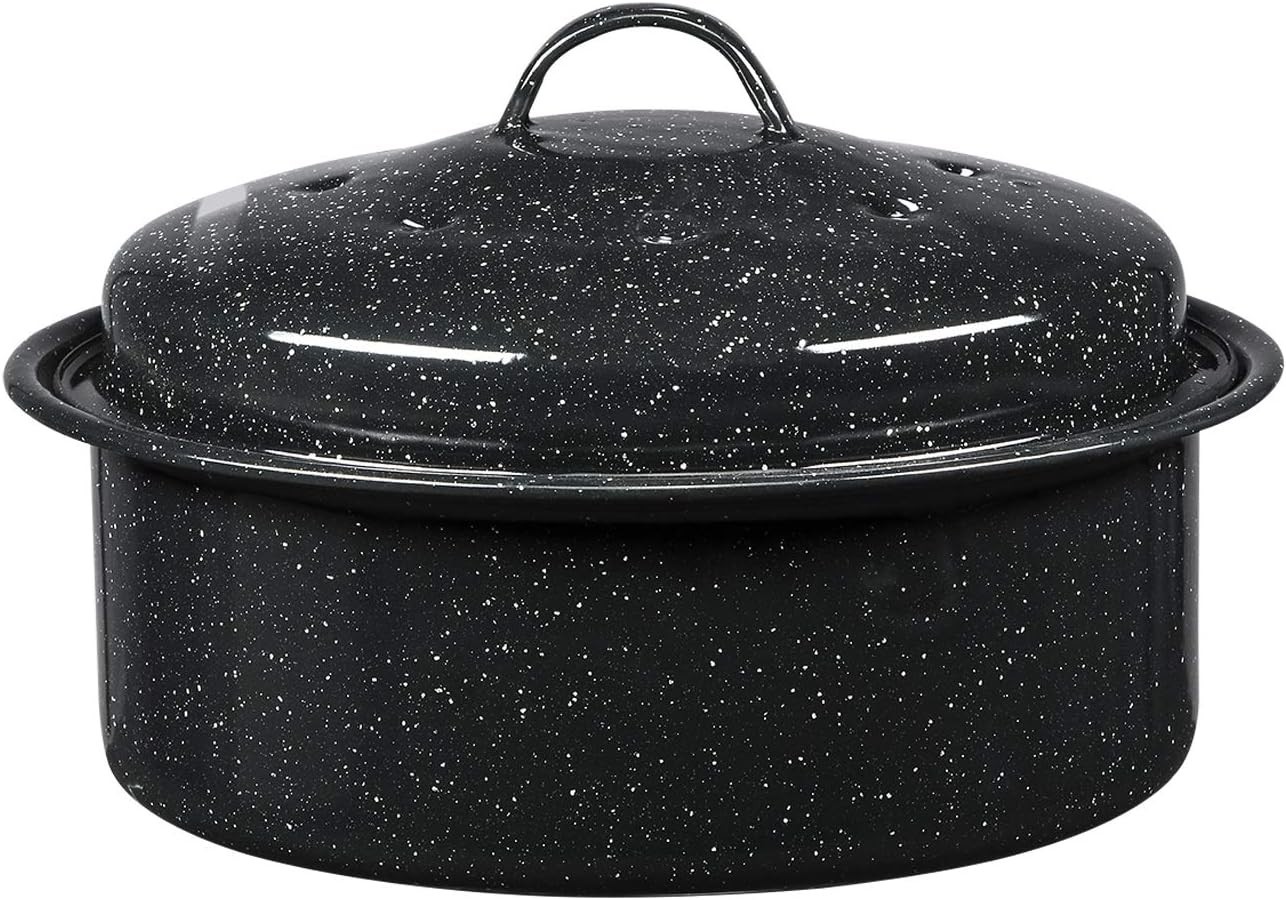 8.7-Inch Small Covered Round Roaster, 3Lb Capacity – Mini Roaster Enamel Stee…
