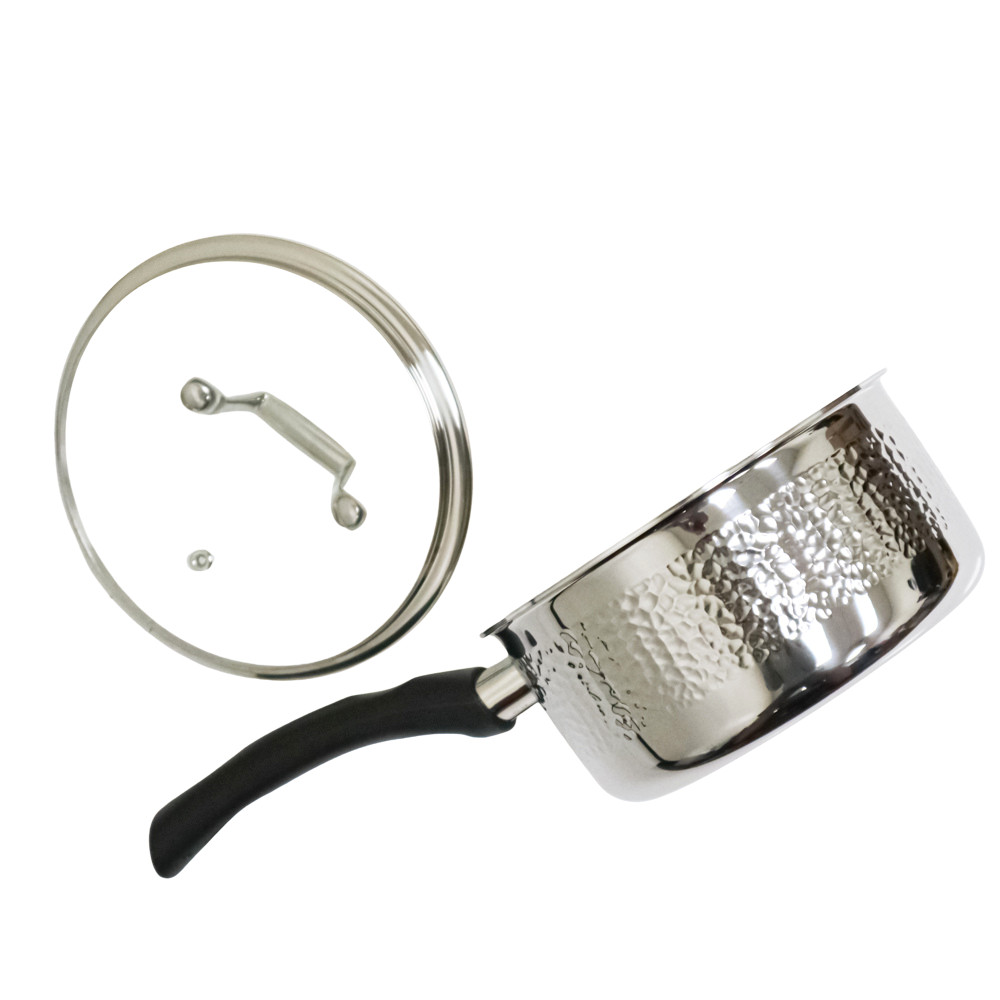 Ciwete Tri-ply Stainless Steel with Tri-ply Hammering Finish Sauce Pan with Lid