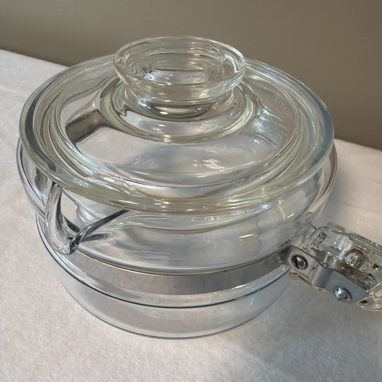 Vintage Pyrex Flameware Clear Glass Saucepan w original glass Lid 6212 b USA