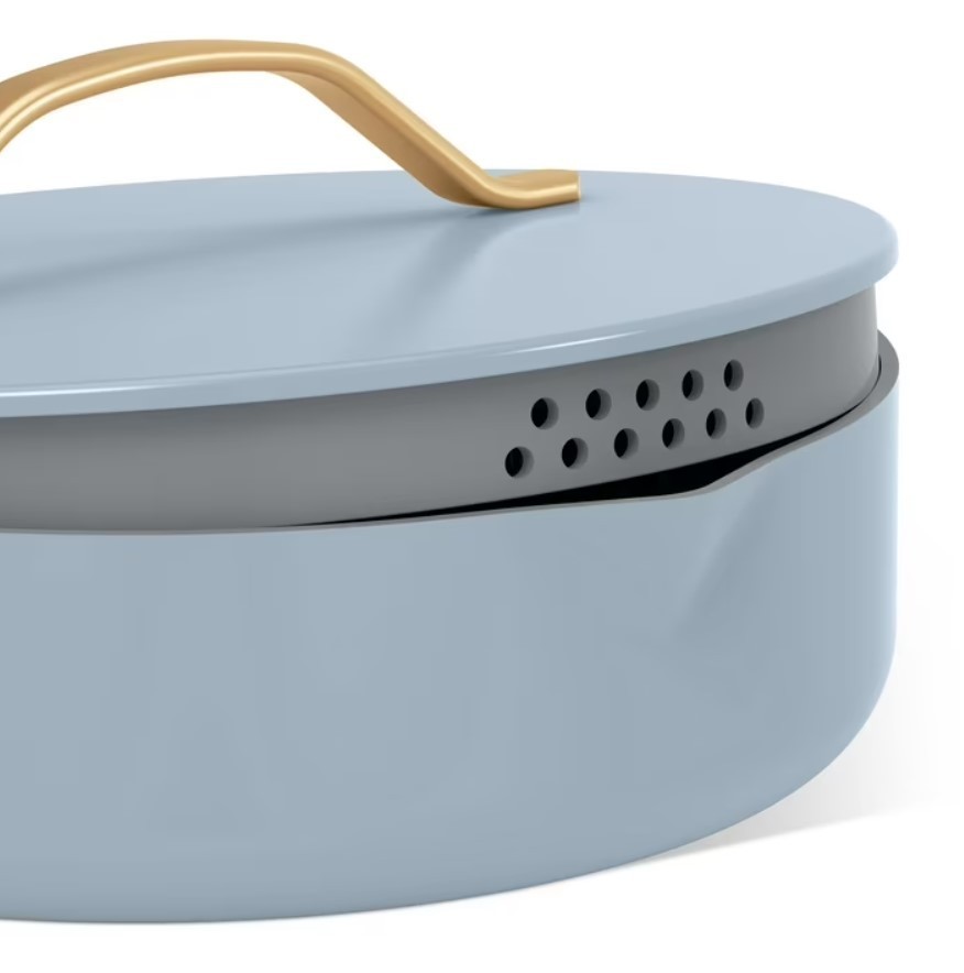 Beautiful 5.5 Quart Ceramic Non-Stick Sauté Pan with Strainer Lid