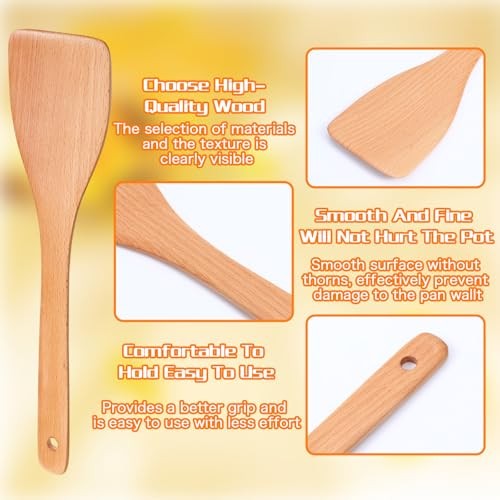 Wood Spatula for Cooking – 13 Inch Uncoated Beech Wood Spatula – Non Scratch