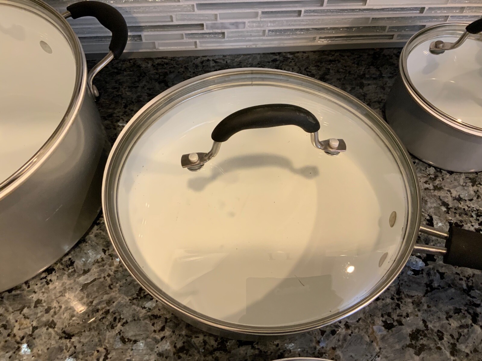Cuisinart 8 PC Stainless Steel Cookware Set Light Silver WITH WHITE ENAMEL